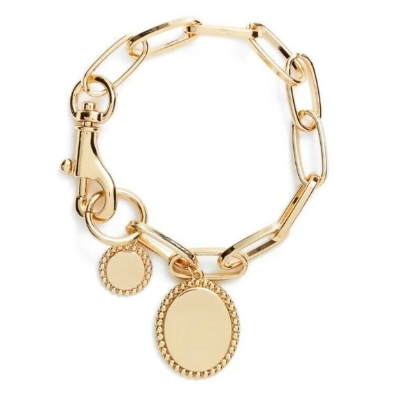 Rebecca Minkoff gold Medallion Link brass Bracelet - Picture 1 of 4